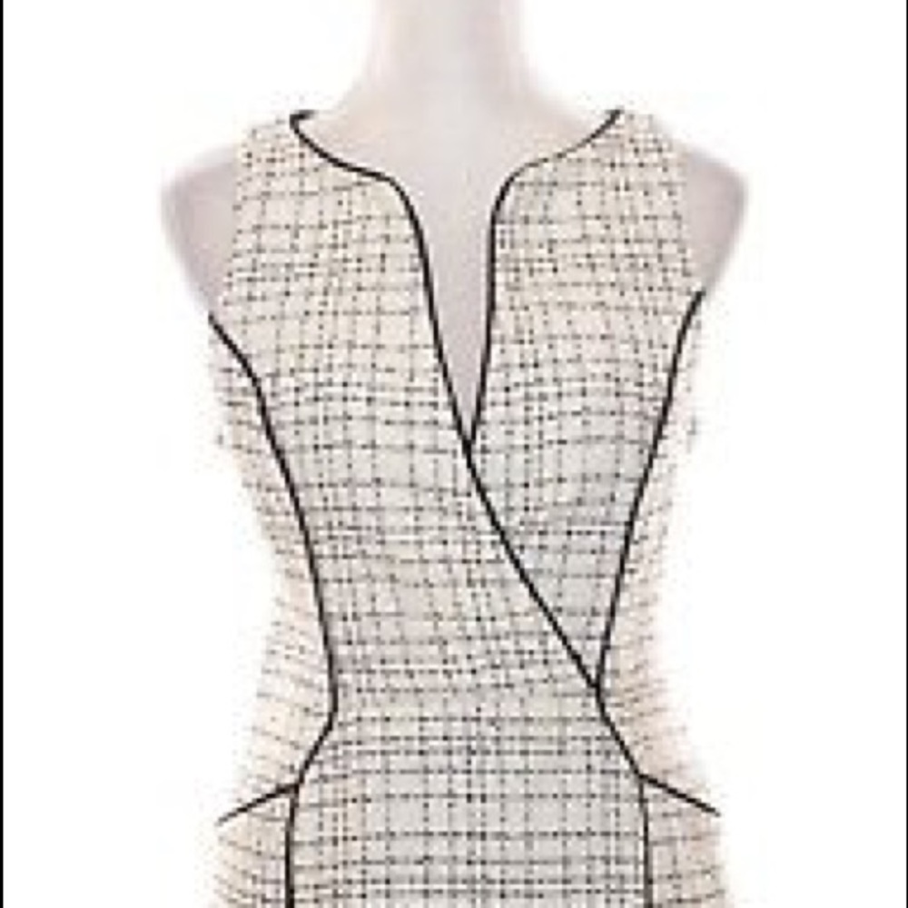 Eva Franco White Tweed Sleeveless Work Dress